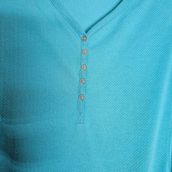 Mountain Hardwear Women's Long Sleeve Henley Shirt Size M Teal Breathable - Picture 5 of 9